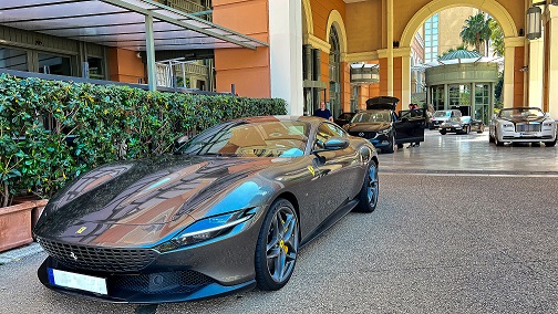 Ferrari Roma Coupe rented in Monaco with delivering at the Monte-Carlo Bay Hotel