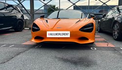 mclaren 750 s spider in orange color delivered to nice airport