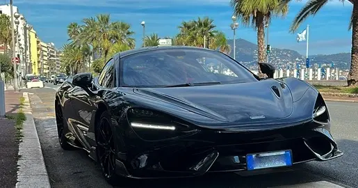 mclaren 765 lt coupe in black color delivered to radisson blue hotel in nice