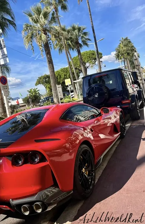 ferrari 812 gts superfast cabrio in red color rent available for rent in cannes and saint tropez monaco florence piza milan paris barcelona