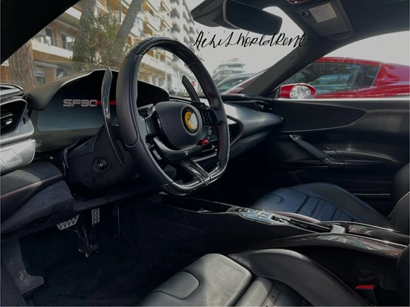 steering wheel and shift paddle of ferrari sf90 stradale